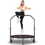 DARCHEN Rebounder Trampoline for Adults, Mini Trampoline Indoor Jumping Cardio Trainer Workout for Adults-Max Limit 330lbs, 400LB - Handrail-Red