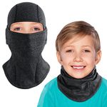 DAFIFO Kids Balaclava Ski Mask, Winter Full Face Balaclava Windproof Neck Warmer for Boys Girls School Riding Sports (Gray)