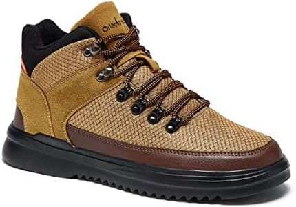 OrthoComfoot Hiker Plantar Fasciitis Sneakers Fashion, High Top Waterproof Supportive Shoes for High Arch Fit Trekking Hiking Brown Size 10