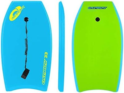 Osprey 33” Bodyboard with Adjustable Wrist Leash for Kids and Adults, Lightweight Bodyboard with XPE Deck, Crescent Tail and EPS Core, Multiple Colours and Design, Yellow, 33 Inch