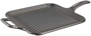 Lodge P12SGR3 12 Inch Square Cast Iron Grill Pan, Black