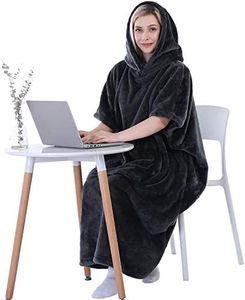 Waitu Wearable Blanket Sweatshirt Gifts for Women and Men, Warm and Cozy Giant Blanket Hoodie, Thick Flannel Blanket with Sleeves and Giant Pocket - Dark Gray