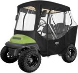 10L0L 2 Passenger Golf Cart Enclosures Cover for Club Car DS & Precedent, All Weather Windproof Waterproof Rain Cover, 4-Sided Clear Window & Roll-up Zipper Door - Black