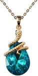 Navachi 18k Gold Plated Crystal Pear-shaped Lake Blue Zirconia Snake Az6001p Pendant Necklace 16"+2"