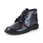 Kickers Youth Unisex Kick Hi Classic Ankle Boots | Extra Comfortable | Added Durability | Premium Quality, Patent Black, 6 UK