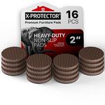 X-Protector Non Slip Furniture Pads - 16 PCS 2" Round - Self-Adhesive Anti Skid Pads for Furniture - Anti Slip Furniture Pads - Brown Furniture Pads for Hardwood Floors - Unique Anti Vibration Pads!