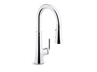 Kohler 23764-CP Tone Pull Down Kitchen Faucet, Kitchen Sink Faucets with Pull Down Sprayer, Polished Chrome