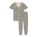 Posh Peanut Adult Pajamas Set - Two Piece Loungewear - Soft Viscose from Bamboo Nightwear PJs (Lana Leopard Tan, Womens - Small)