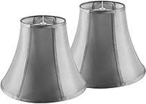 JERHOUS Pewter Gray Bell Lamp Shades Set of 2 Medium lamp shade for Table Lamp 6.7``Top x 13``Bottom x 10``High(Spider) Traditional Lampshade for Bedside Lamp - Side Ribbing Imperial Shade By JERHOUS