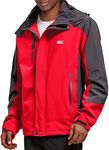 Men Casual Hooded Rain Jacket-Diamond Candy lightweight Waterproof Softshell Raincoat Outdoor Sportswear Red XX-Large