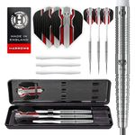Harrows Wolfram 97% Tungsten Steel Tip Darts Set 21g, 22g, 23g, 24, 25g & 26g - Includes Speedline Shafts, Marathon - Wolfram Flights & Travel Case (23g)