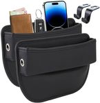 Car Seat Gap Filler Organizer, Premium PU Leather Car Seat Organizer, Car Front Seat Storage Box for Phones, Keys, Wallet, Glasses (Black)