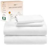 California Design Den Soft 100% Cotton Sheets King Size Bed Sheets Set with Deep Pockets, 4 Piece King Bedding Set for White Sheets, Cooling Sheets with Sateen Weave (White)