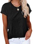 Suncife Womens Short Sleeve T-Shirts Crewneck Loose Casual Summer Basic Tees Tshirt Tops (Black,Medium)