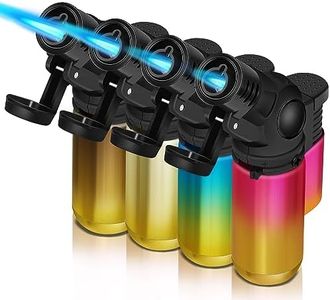 WANBRO 4 Pack of Jet Flame Lighter, Butane gas refill, Windproof, Portable Mini Torch Lighters for Candle, Grill, Creme Brulee (Gas not Included)