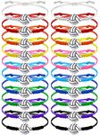 Jadive 20 Pieces Volleyball Charm Bracelets Adjustable Volleyball Braided Bracelets Cord Volleyball Player Gifts Rope Bracelet Ideal Souvenir for Women Men Sport Team Players(Mixed Colors)