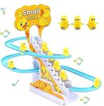 Brand Conquer Duck Slide Toy Set, Funny Automatic Stair-Climbing Ducklings Cartoon Race Track Set Little Lovely Duck Slide Toy Escalator Toy with Lights and Music (Duck Track Set)