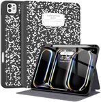 Supveco Case for iPad Pro 11 Inch (M4) 2024 with Pencil Holder-[Support Apple Pencil Charging+Auto Wake/Sleep],Premium Folio Stand Case with Slim Soft TPU Back Cover for iPad Pro 11 Inch-Book Black