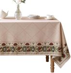 ISAENNE French Tablecloth for Rectangular Tables,Linen Table Cloth with Colorful Flowers Pattern,Heavy Durable Table Cover for Dining Thanksgiving Kitchen Decor Party Banquet Christmas,67"*118"