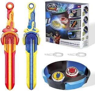 INFINITY NADO Bey Battling Blade Toys Metal Brust Toys for Boys and Girls Age 5+, Battle Set with Detachble Stadium, Durable Spinning Tops & Sword Launchers, Sapphire Blue and Flame Red