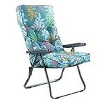 Alfresia Garden Recliner Chair In Green with Classic Cushion - Green Frame Adjustable Reclining Outdoor Chair, Foldable Garden Chair, Choice of Prints (Alexandra Green Leaf)