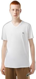 Lacoste Men's Basic V Neck Pima Tee, White, X-Large