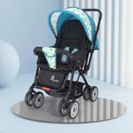 R for Rabbit Lollipop Lite Baby Stroller for 0 to 3 Years with 5 Point Safety Harness | Reversible Handlebar | Cushioned Seat with 3 Level Seats Recline/Lightweight Pram for Kids (Blue Abstract)