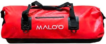 Malo’o Waterproof Dry Duffel, Heavy-Duty Roll Top Waterproof Gear Bag with Shoulder Strap & Molle Loops, Marine Duffel for Kayaking, Boating, Camping, Beach & Travel, Red, 100L