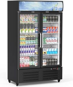 GarveeTech Display Fridge Merchandiser, 25 Cu. Ft.Commercial Refrigerator Upright Beverage Cooler, Double Glass Door Fridge with Adjustable Shelves, LED Light Drink Organizers for Wine Soda