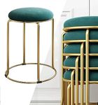 MOGUOBIN Gold bar Stool Bar Stools Counter Stools Velvet Bar Stool Backless Vanity Stools,Stackable Round Chairs,Dining Chairs Set of 5 Pack/18.1''(H),for Dinning,Kitchen,Salon,Seminar