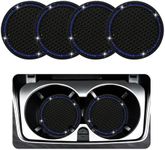 Ziciner 4 Pack Bling Car Cup Coaster, Crystal Soft Rubber Cup Holder Insert Coaster, Anti-Slip Rhinestone Drink Cup Mat, Universal Interior Accessories for Car SUV Truck (Black&Blue)