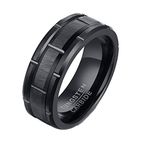 Daesar Promise Rings for Men Black, Mens Engagement Rings Tungsten Tire Round Matte 8MM Custom Engrave Personalized Ring Size T 1/2