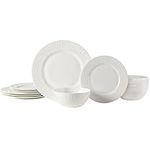 Mikasa Patterson Vegan Bone China Chip Resistant 12 Piece Dinnerware Set, Service for 4