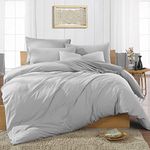 LINEN SHEETS Rajai Cover 3 Piece Set for Winter, 400 TC Warm Quilt, Blanket, Comforter Covers 100% Egyptian Cotton, 1 Zipper Style Duvet Cover with 2 Pillow Covers - Light Grey Solid, Queen Size