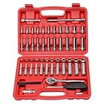 CASOMAN 1/4-Inch Drive Master Socket Set with Ratchets, Adapters, Extensions with 1/4" Dr. Bits Set, Inch/Metric, 6-Point, 5/32-Inch - 9/16-Inch, 4 mm - 14 mm, 62-Piece 1/4" Dr. Socket Set