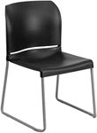 Flash Furniture Hercules Series 880 lb. Capacity Black Full Back Contoured Stack Chair with Sled Base