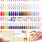 beetles Gel Polish Nail Art Gel Liner Nail Polish Set 20 Colors Summer Neon Gel Polish Pink Blue White Red Iridescent Gel Nail polish Soak Off UV Gel Built Thin Nail Brush in Bottle Gifts for Women