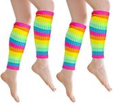 aoozleny Long Leg Warmer, 80s Party Ribbed Knit Dance Sports Boot Cuffs Short Boot Cover,2 Pairs