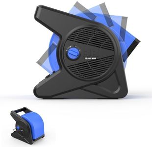 shinic High Velocity Fan 15" 375 CFM 3-Speed Utility Fans Air Mover Blower Fan with 270° Pivot Carpet Dryer Floor Fan with 2 Outlets Portable Industrial Fans for Job Site Home Garage Work shop, Blue