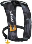 Owntop Automatic Inflatable Swim Jacket Adults, Highly Visible Manual Swim Vest, 24g CO2 Cartridge Included, Low Profile for Kayak, Fishing, Paddle Sports, Black Camo