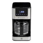 West Bend Drip Coffee Maker Brews Hot or Iced, Programmable with Brew Strength Selector Auto Shut-Off and 6 Functions Permanent Mesh Filter and Glass Carafe, 12-Cup, Metallic