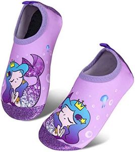 Toddler Kids Water Shoes Lightweight Non-Slip Aqua Socks Shoes for Beach Walking for Boys Girls Toddler(F-Purple Mermaid-,20/21)
