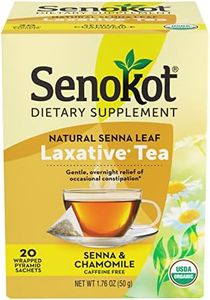 Senokot Dietary Supplement, Natural Senna Leaf, Laxative Tea.Occasional constipation, 20 wrapped pyramid sachet, certified organic