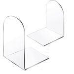 Lulonpon 2pcs Book Ends, Acrylic Bookends, Non-Skid Book End, Clear Bookends for School Library and Desktop Organizer, Acrylic Book Ends for Book Shelves