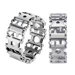 Multitool Bracelet for Men, 29 in 1 Tools Stainless Steel Multifunctional Bracelet, Travel Friendly, Multitool Survival Bracelet Suitable for Sailing Travel Camping Hiking - Silver