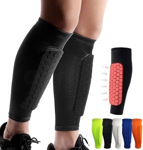 EXPLENZEAL 1 Pair Soccer Shin Guards Shin Pads for Kids Youth,Calf Compression Sleeve with Honeycomb Silicone Pads,High Impact Resistant High Elasticity Breathable,Youth Outdoor Sports (Black, XS)