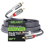GearIT RCA Cable (15FT) 2RCA Male to 2RCA Male Stereo Audio Cables Shielded Braided RCA Stereo Cable for Home Theater, HDTV, Amplifiers, Hi-Fi Systems, Car Audio, Speakers, 15 Feet