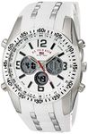 Accutime U.S. Polo Assn. Sport Men's US9282 Silver-Tone Watch with White Silicone Band, Silver/White, Digital,Quartz Movement