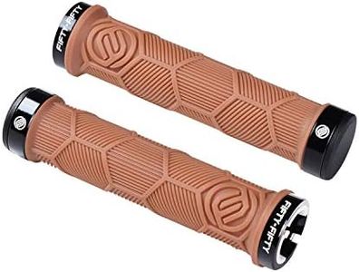 FIFTY-FIFTY Double Lock-On Mountain Bike Grips, Bicycle Handlebar Locking Grips, Non-Slip MTB Handle Grips (Brown)