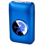 LED Graphic Cigarette Case Lighter Cigarette Holders Electric Creative Plasma Arc USB Lighter and Cigarette Box(blue tiger)